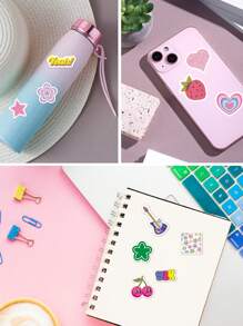 50pcs Feng Shui Cup Aesthetic Decoration Stickers For Girl's Scrapbook And Phone - Multicolor - View 5