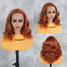 14 Inches Ginger Wig Short Curly Wig Orange Wig Bob Wig Charming Women Beach Wave Wigs For Cosplay Party - Ginger - View 1