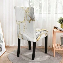 1 Pieza Funda De Silla Universal Elástica, Funda De Asiento De Moda De Seda De Leche Impresa A Prueba De Polvo Y Antideslizante Para Sala De Estar, Comedor, Hogar