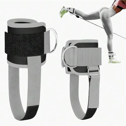 男女款线缆器械踝带，可调节健身房线缆踝带，用于背部、臀部锻炼、腿部伸展、弯举、臀部髋部外展肌，线缆器械踝袖配件（1 包）健身房配件、运动、健身房、家庭锻炼、运动配件、健身房配件、CrossFit 配件