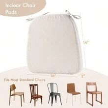 Chair Cushion With Ties For Dining Chairs, Non Slip Kitchen Chair Pad And Dining Seat Cushion With Machine Washable Cover, Beige,16"X16"X2" - 米色 - 查看 9