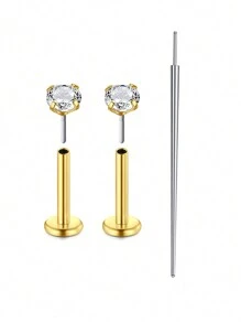 CIZME 3 bucăți 16G/18G/20G Butoane fără fir pentru nas Bijuterii piercing labret din oțel inoxidabil pentru Tragus Monroe Cercei pentru cartilaj Helix pentru buze pentru femei bărbați, șuruburi fără fir pentru nas CZ inele pentru nas pentru femei bărbați inele labret din oțel inoxidabil inele pentru buze ineluri pentru buze CZ Tragus Helix Piercing Bijuterii hipoalergenice, cercei cu spate plat