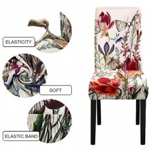 1 pieza Cubierta de silla de girasol, estilo casual, cubierta protectora de silla de comedor elástica, desmontable y lavable, impresa en seda lechosa. Adecuado para decoración de restaurantes, hoteles, ceremonias, navidades y festivales.