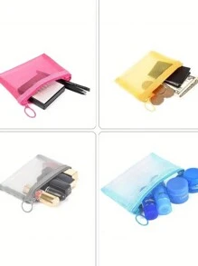 5pcs Mini Mesh Zipper Bags Consisting Of Solid Color, Ideal For Cosmetics And Accessories - 4 Inches X 5 Inches, Odor-Free Travel Storage Bag - Multicolor - View 7