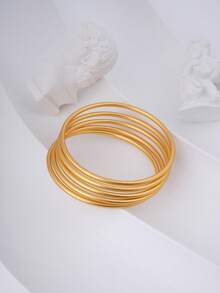 5pcs/Set Nickel-Free -Friendly Matte Gold, Matte Silver, And Imitation Gold Plated Bracelet, Classic Style For Women's Party, Wedding, Daily Wear, Gift Giving, Exported To The  Region - Ring Bracelet - View 8
