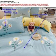 Joivida 3pcs/Set Blue Floral Printed Korean Style Countryside Style Bedding Set, Made Of Soft Aloe With Brushed Texture, Including 1 Duvet Cover And 2 Pillowcases, Multiple Sizes Available, Filling Not Included - Blue and White - View 6