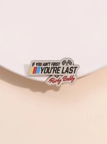 1pc Cartoon Motivation 'If You Ain't First, You're Last' English Geometric Shape Badge, Versatile Metal Brooch For Daily Wear Or As A Delicate Gift, Suitable For Both Men And Women - Letter - View 5