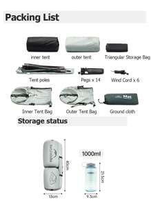 Naturehike 帐篷 Star River UL 超轻徒步帐篷，可容纳两人，15D 尼龙 - 灰色 - 查看 8