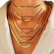 ZG YING ZHOU ZGYZ 1pc Fashionable Luxury High Polished 5.5mm Stainless Steel 18k Gold Plated Multi-Layer Snake Bone Chain Necklace, Suitable For Men & Women, Wedding, Party, Birthday, Engagement, Daily Wear, Sweater Chain Accessory