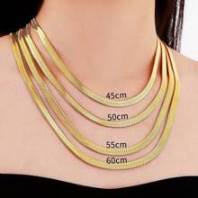 ZG YING ZHOU ZGYZ 1pc Fashionable Luxury High Polished 5.5mm Stainless Steel 18k Gold Plated Multi-Layer Snake Bone Chain Necklace, Suitable For Men & Women, Wedding, Party, Birthday, Engagement, Daily Wear, Sweater Chain Accessory