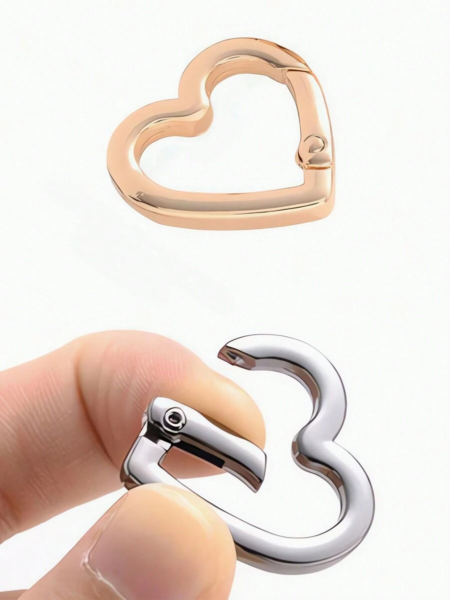 金屬心形彈簧鉤可開合鑰匙扣袋掛鉤狗鏈扣配件DIY替換可重複使用袋配件手提袋背包 - 銀色 - 查看 1