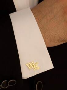 [1 Pair] Custom Name Cufflinks For Men, Stainless Steel Shirt Buttons With Abbreviation, Personalized College Style Logo Cufflinks, Groomsman Wedding Jewelry, Family Festival Gifts, Graduation & Friends Gifts Gold, Silver Stylish For Father's Day, For Graduation, For Weddings, For Daily Wear, For Party, For Prom