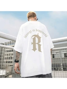 Oversize Street Hip Hop Short Sleeve T-Shirt For Men - White - View 7