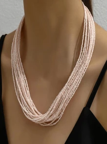 Bohemian Style Multi-Layered Rice Beads Necklace, Fashionable And Personalized Handmade Beaded Necklace - Rice Bead Necklace - View 4