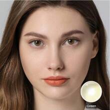 2 片绿色自然彩色隐形眼镜，美容镜片，直径 14.5 毫米，适合全年眼妆万圣节服装角色扮演