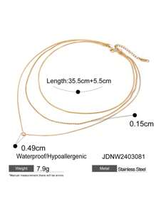 Uworld 1件18K鍍金304不鏽鋼防過敏防水多層簡約鋯石項鍊，女款頸飾日常佩戴