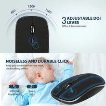 JOMAA 人体工学 2.4G 无线键盘鼠标套装 1600 DPI 无噪音点击设计 无线键盘鼠标组合 适用于 PC/笔记本电脑/台式机 - 灰色 - 灰色 - 查看 5