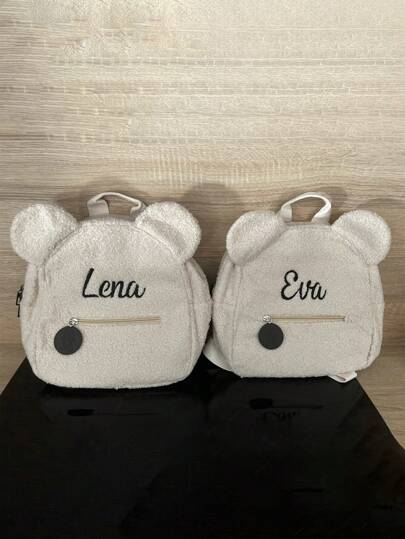 1pc Embroiderable Cartoon Plush Backpack With Personalized Name Tag, Cute Bear Bookbag With Sheepskin, Lightweight Design, Girls' Schoolbag, Travel Daypack, Daily Fashion Shoulder Bag, Multi-Functional Backpack For Office & Commuting, School Backpack Plush Portable,Multifunction,Versatile,Functional,Practical,All-Purpose Fashionable,Colorful,Cute,Adorable,Contracted,Vacay Vibes/Vacation,Preppy,Leisure Custom,Personalized,Unique,Customized Finds,Winter Fashion,Christmas/Holiday Gift,Personalized Gifts For Women,School Bag/College Backpack Ideal Gifts For Him Her,Children For Birthdays,For Graduation,For Christmas,For Winter,For Fall/Autumn,For School,For Outdoors/Outings/Travel/Hiking/Stadium/Sports/Climbing,Customized Women Shoulder Bags,Street Casual Chic,New Year Glamour