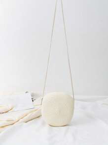 Children's Woven Straw Crossbody Bag For Beach - Beige - View 13