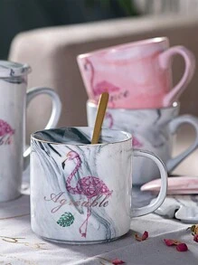 1 件全新大理石陶瓷杯，创意火烈鸟设计，适用于茶、咖啡、牛奶、果汁，非常适合家庭、客厅、早餐、婚礼、派对、礼物、生日、圣诞节 - 灰色 - 查看 11