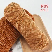 QJH 1pc/2pcs Velvet Chenille Yarn, Soft & Warm Hand Woven Yarn Thread, Perfect For DIY Crochet And Knitting Creative Projects, Ideal For Weaving Scarves, Blankets, Hats, Sweaters