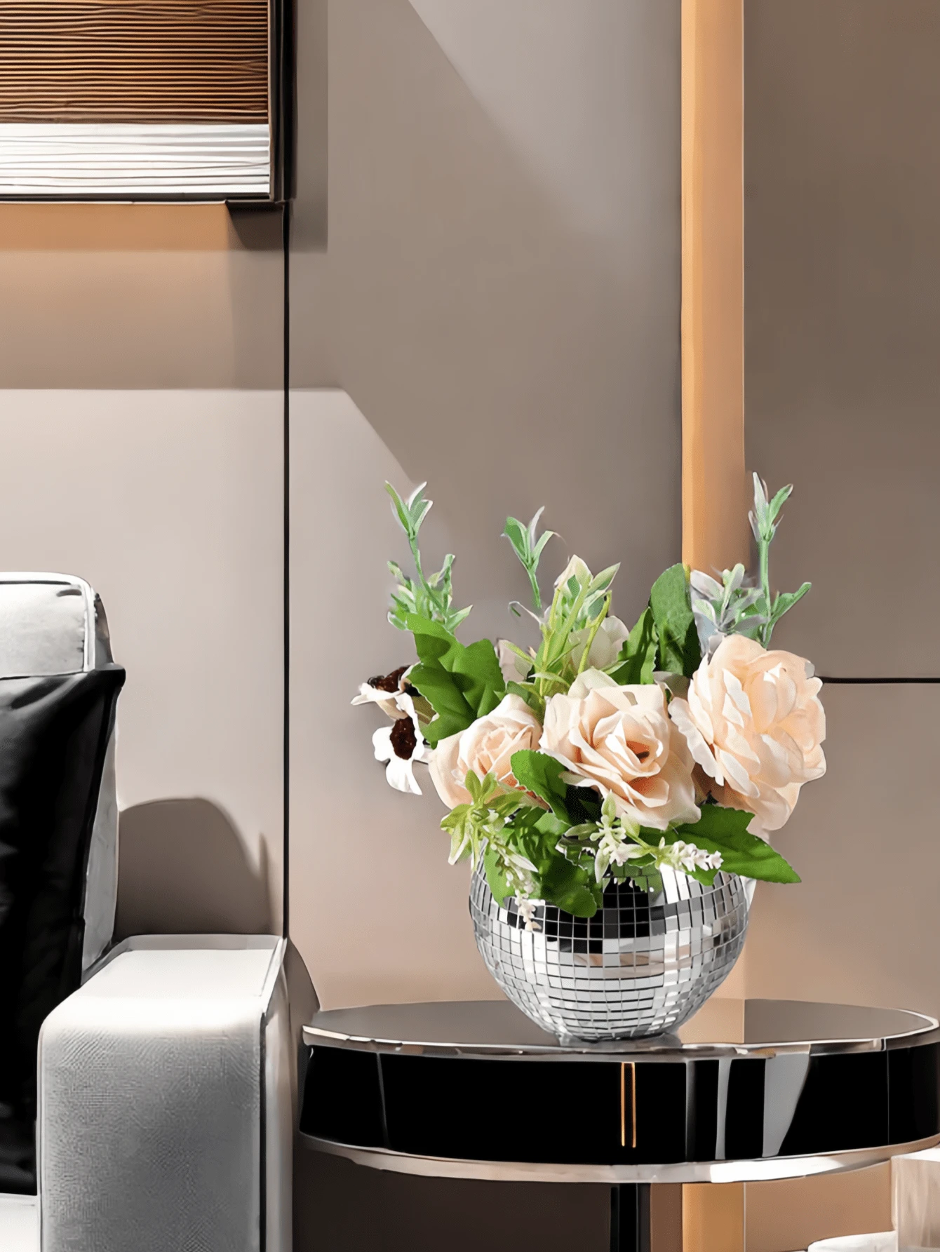 1pc Disco Ball Flower Vase, Mirror Disco Ball Glass Vase, Disco Ball