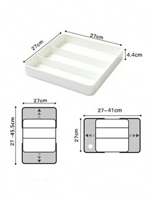 1pc Drawer Cutlery Storage Box, Plastic Countertop Tableware Storage Box, Expandable Utensil Divided Storage Tray For Kitchen, Adjustable Flatware And Cutlery Holder Room Decor Home Decor Fall Decor Bedroom Decor - White - View 2