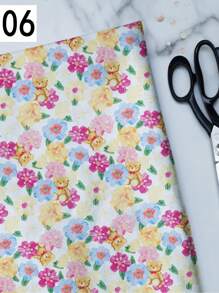 Tela de mezcla de poliéster de 110g de la serie de osos de dibujos animados, material suave y ligero hecho a mano para hacer manteles, ropa, bolsas, fundas antipolvo, almohadas