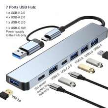 STONESKY 7 In 1 Multiport USB-C Hub Type C To USB 3.0 2.0 Adapter For IOS Pro - Bạc - Xem 3