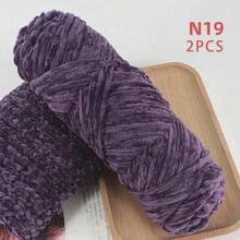 QJH 1pc/2pcs Velvet Chenille Yarn, Soft & Warm Hand Woven Yarn Thread, Perfect For DIY Crochet And Knitting Creative Projects, Ideal For Weaving Scarves, Blankets, Hats, Sweaters