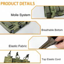 Molle Mag Pouch Tactical Triple Mag Pouch Laser Cutting Open-Top Mag Pouch With Adjustable Bungee Straps Easy Carry And Use For Games - Army Green - View 5