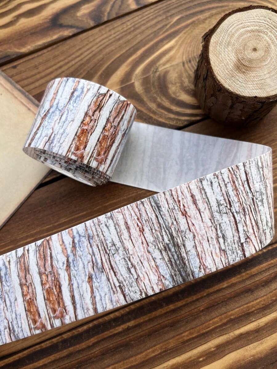 40mm X 2m Wood Grain Theme Washi Tape, Forest Tracks Series, Tree Texture Pattern, DIY Journal And Diary Decoration, Repeating Adhesive Sticker For Journaling - Multicolor - View 1