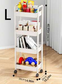 1pc Small Cart Storage Rack, Freestanding Kitchen/Bedroom/Snack Multilayer Mobile Shelf, Bathroom/Toilet Organizer Shelf - White - View 7