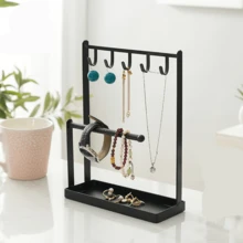 Simple Desktop Wrought Iron Jewelry, Jewelry Storage Rack, Earrings, Necklaces, Hair Accessories, Watch Jewelry Display Rack, Home Key Storage Hanger - Multicolor - View 6