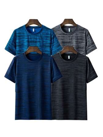 Men's Short Sleeve Ice Silk Quick-Dry T-Shirt For Outdoor Sports, Running, Fitness, And Home