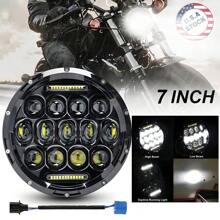 7 Inch Headlight Fit For Street Glide H4 Round Sealed Beam DOT SAE Approved Motorcycle Led Headlight