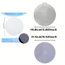 7pcs Of Circular Plastic Canvas Mesh Plastic Canvas White Needlepoint Blank Canvas Plastic Mesh Pad For Needlework Crochet Supplies Embroidery Thread Hand Knitting - White - View 8