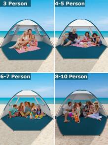 [1 cái] Lều đi biển cho 3-10 người, Dễ dàng thiết lập & Mái che che nắng di động trên bãi biển, Mái che bãi biển chống tia cực tím UPF50 + cho hoạt động ngoài trời, cắm trại, đi bộ đường dài - Bạc - Xem 6