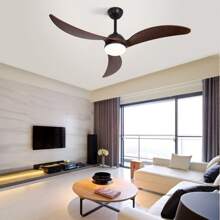 52 In. LED Indoor/Outdoor Smart Wood White Ceiling Fan With Light And 6-Speed Remote - 紫紅色 - 查看 4