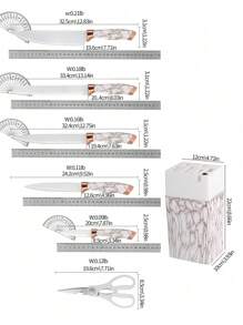 7 Pcs/Set Knife Set With Knife Block Set, 7-Piece Chef's Knife Set With Knife, Scissors, Knife Block - Black - View 7