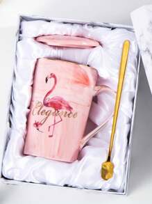 1 件全新大理石陶瓷杯，创意火烈鸟设计，适用于茶、咖啡、牛奶、果汁，非常适合家庭、客厅、早餐、婚礼、派对、礼物、生日、圣诞节 - 灰色 - 查看 20