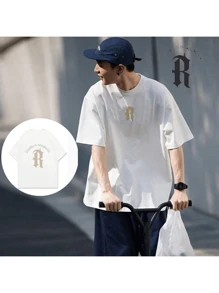 Oversize Street Hip Hop Short Sleeve T-Shirt For Men - White - View 8