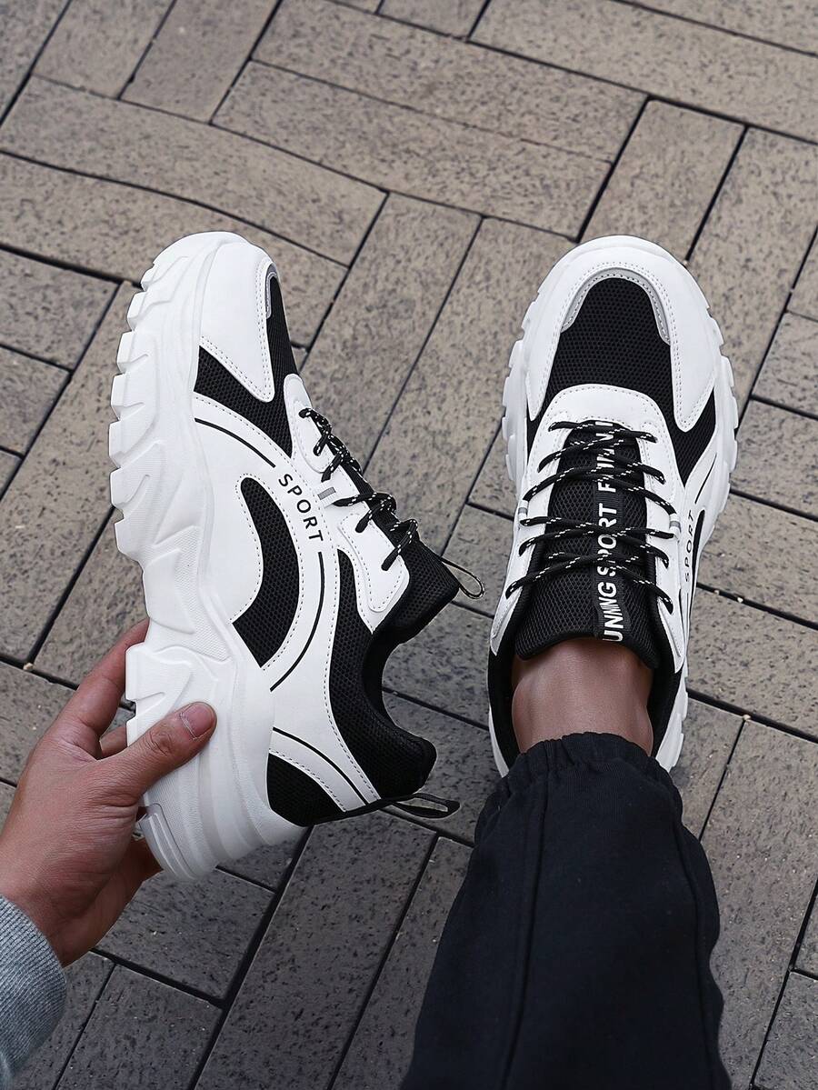 Men's Simple, Comfortable, Breathable, Slip-Resistant And Durable Sports/Casual Shoes - Black and White - View 1