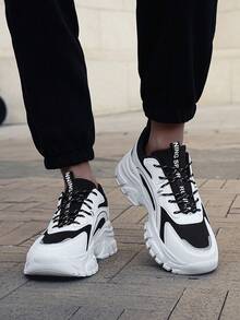 Men's Simple, Comfortable, Breathable, Slip-Resistant And Durable Sports/Casual Shoes - Black and White - View 5