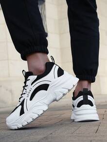 Men's Simple, Comfortable, Breathable, Slip-Resistant And Durable Sports/Casual Shoes - Black and White - View 3