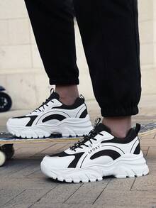 Men's Simple, Comfortable, Breathable, Slip-Resistant And Durable Sports/Casual Shoes - Black and White - View 2