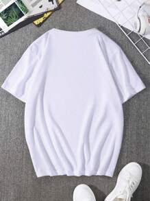 Street Life Hombres De Camiseta Con Eslogan Y Gráfico De Mariposa Hombres Camiseta de hombres amplio con letra con estampado de hombros caídos Camisetas de hombre - Blanco - Ver 2