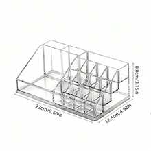 1 件透明化妆工具整理盒，多格化妆品收纳盒，桌面收纳盒，免电源台面化妆品收纳盒，适用于梳妆台装饰、房间装饰、家居装饰、化妆品店、女士和女孩的礼物 - 透明 - 查看 2