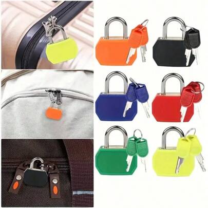 3pcs/6pcs Combination Lock With Keys, Small Padlock Key Locks In Multiple Colors, For School, Gym, Classroom Backpacks, Pet Cages, Stationery Boxes (Mixed Color)