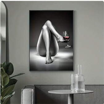 1 幅无框帆布画，女士酒杯墙壁海报艺术品墙壁适用于客厅卧室浴室厨房办公室装饰